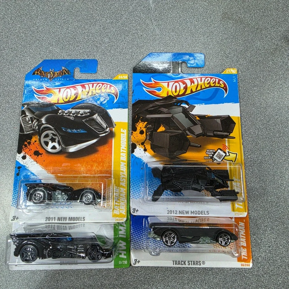 Hot Wheels Batmobile Lot 4pk Arkham Asylum The‎ Bat Track Stars Black NEW NIB